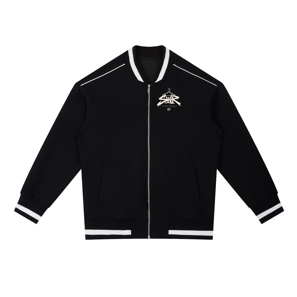 Contrast Piping Zip Bomber Jacket