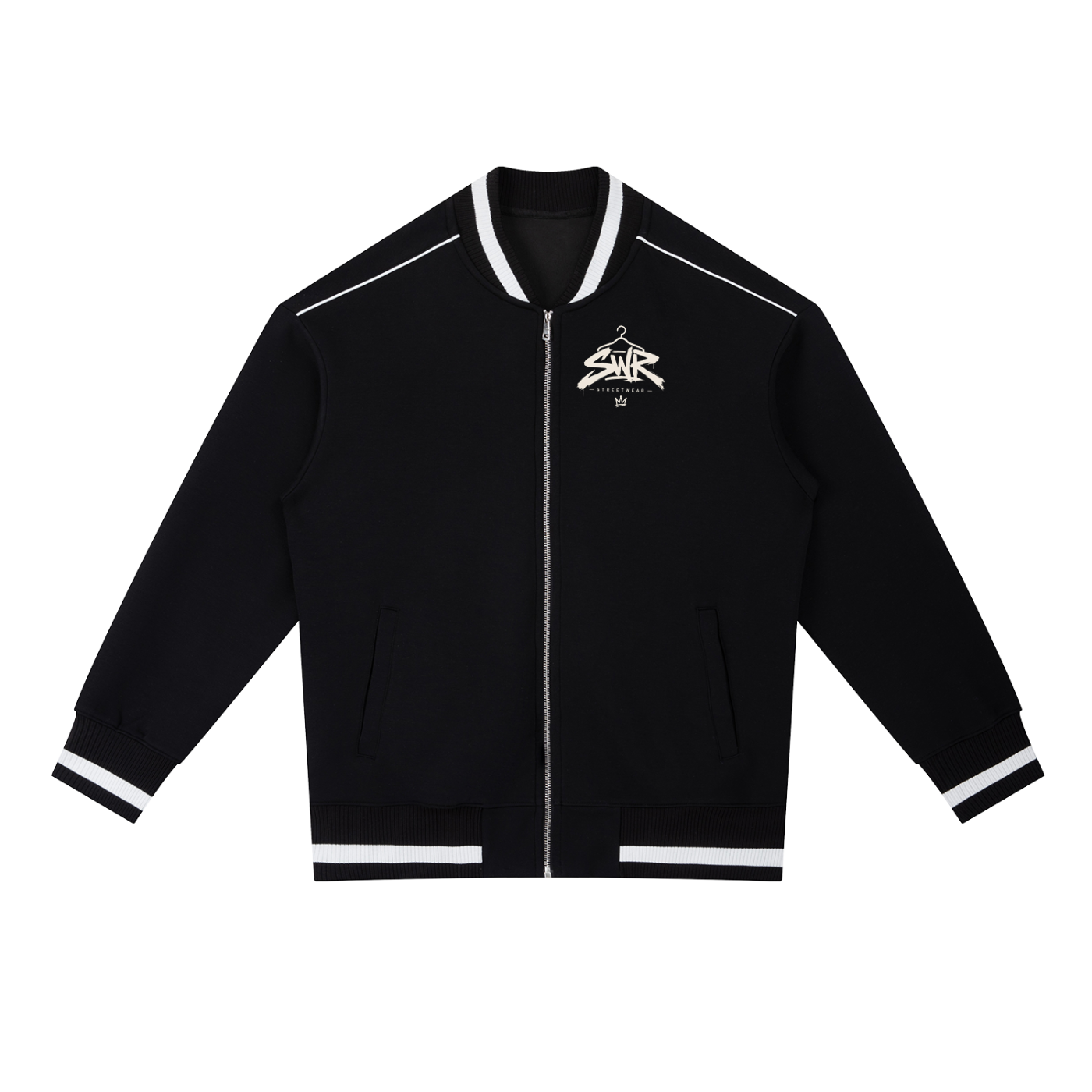 Contrast Piping Zip Bomber Jacket
